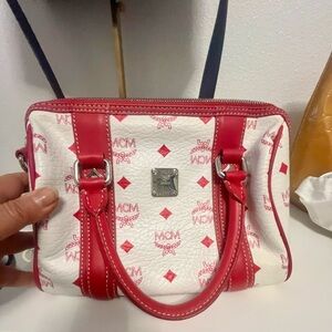 MCM Pink and White Boston handbag.